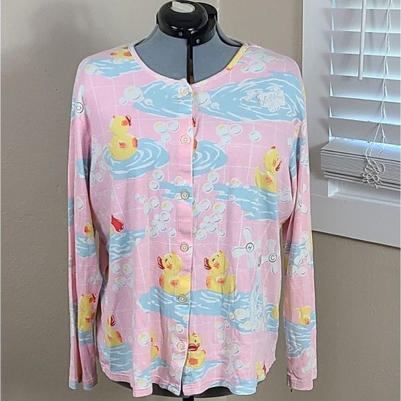 Nick & Nora Rubber Ducky Pajamas Y2k Plus Size XXL - Picture 2 of 15